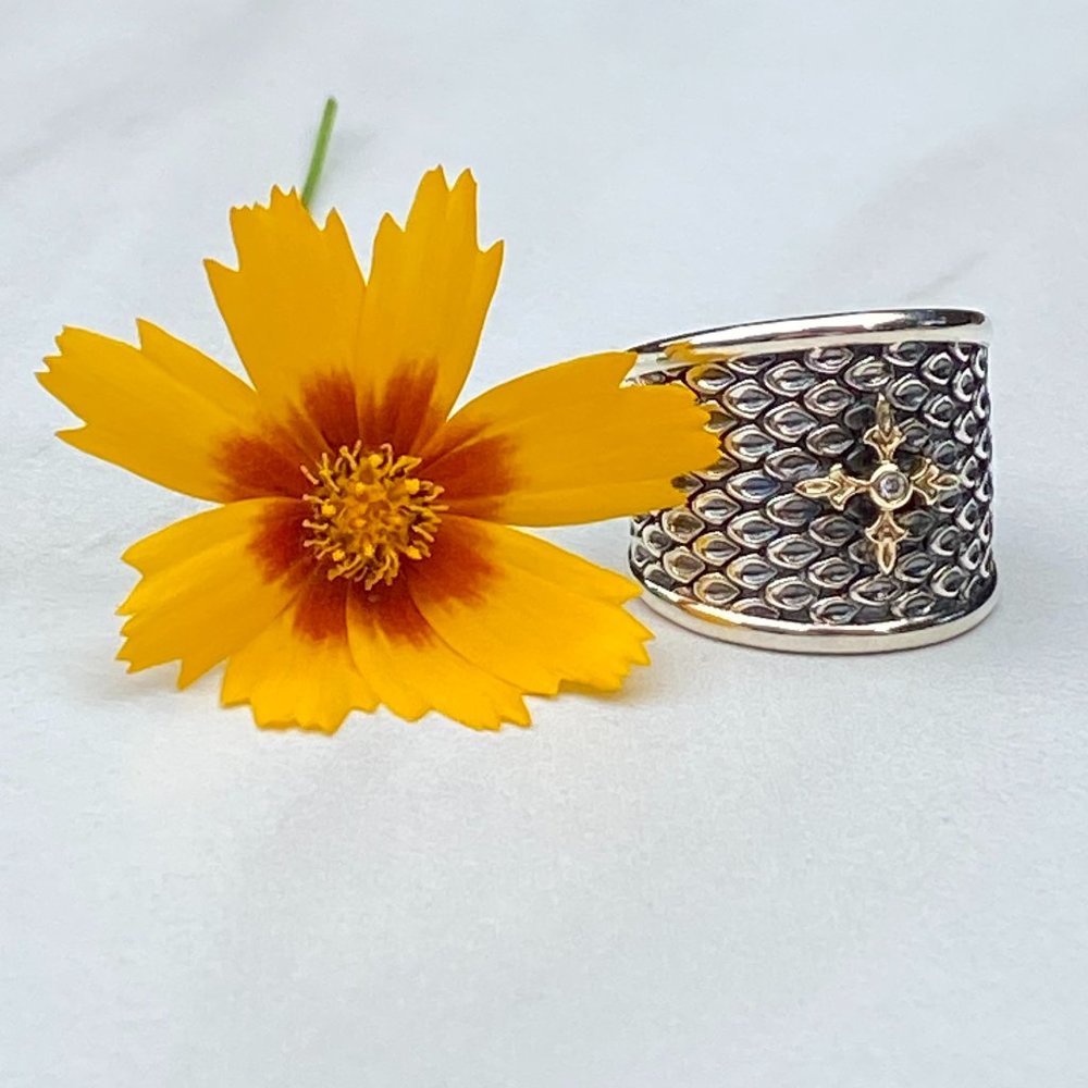 KIR Collection Silver Ring w/18K Yellow Gold